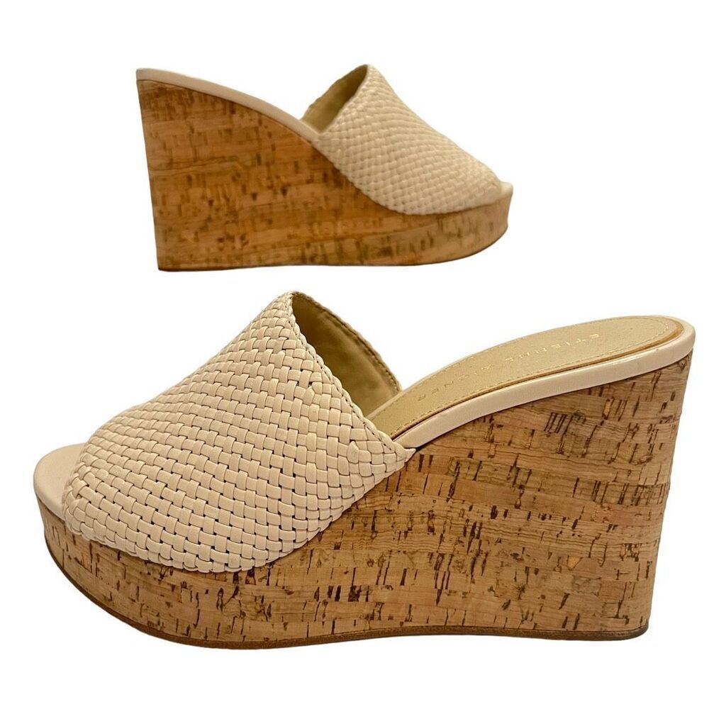 Etienne Aigner Slip-On Wedge Sandal Size 8.5 Tan Open toe